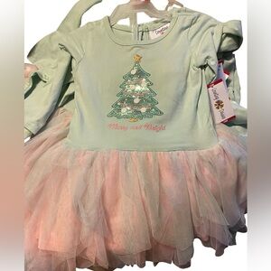 Kids Christmas Tree Matching Set - Green and Pink
